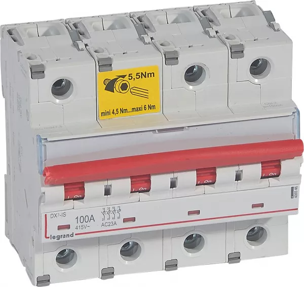 legrand-interrupteur-sectionneur dx�-is � d�clenchement 4p 400v~ - 100a - 6 modules (406546)