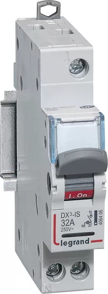 legrand-interrupteur-sectionneur dx�-is � voyant 1p 250v~ - 32a - 1 module (406406)