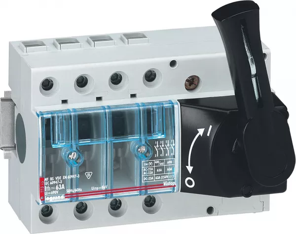 legrand-interrupteur-sectionneur vistop 63a - 4p avec commande frontale et poign�e noire (022515)