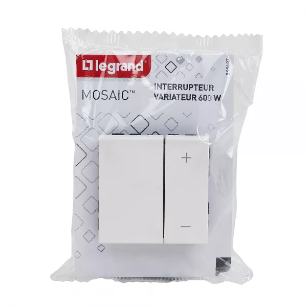 legrand-interrupteur variateur mosaic 600w 2 modules - blanc (099687)