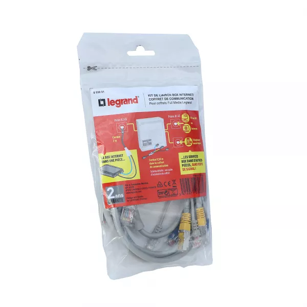 legrand-kit 2 cordons pour connecter la box sur les prises rj45 et affecter le coffret (093051)