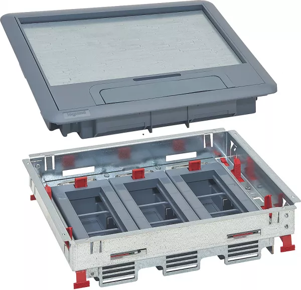 legrand-kit boite de sol cadre + couvercle plastique + supports horizontaux 18 modules (088010)