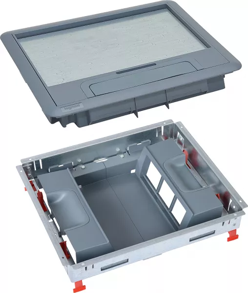 legrand-kit boite de sol cadre + couvercle plastique + supports verticaux 12 modules (088013)