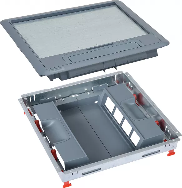 legrand-kit boite de sol cadre + couvercle plastique + supports verticaux 16 modules (088014)