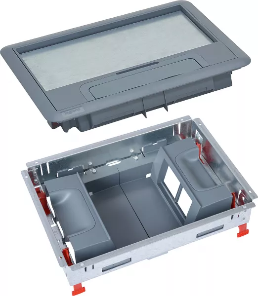 legrand-kit boite de sol cadre + couvercle plastique + supports verticaux 8 modules (088012)