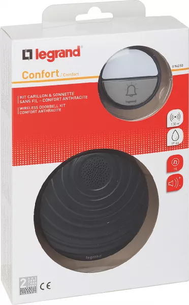 legrand-kit carillon radio sans fil confort � piles - anthracite (094253)