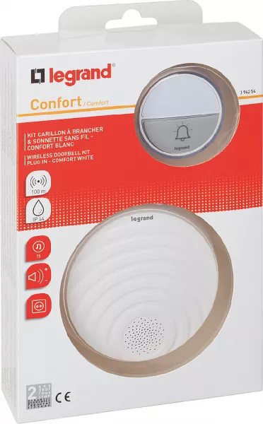legrand-kit carillon radio sans fil confort plug-in 230v - blanc (094254)