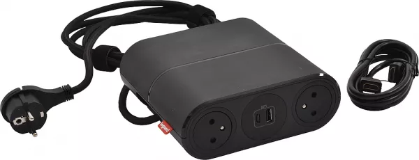 legrand-link\'on incara 4 prises 2p+t + 2 usb a+c et cordon 2p+t et hdmi - noir (654881)