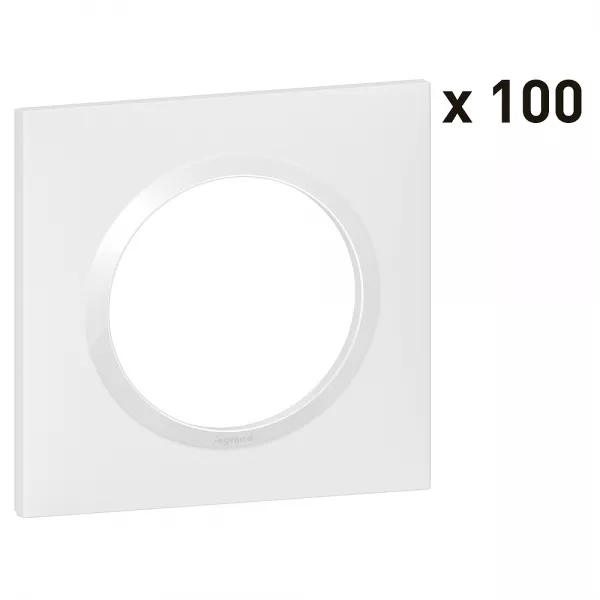 legrand-lot de 100 plaques carr�es dooxie 1 poste finition blanc (600941)