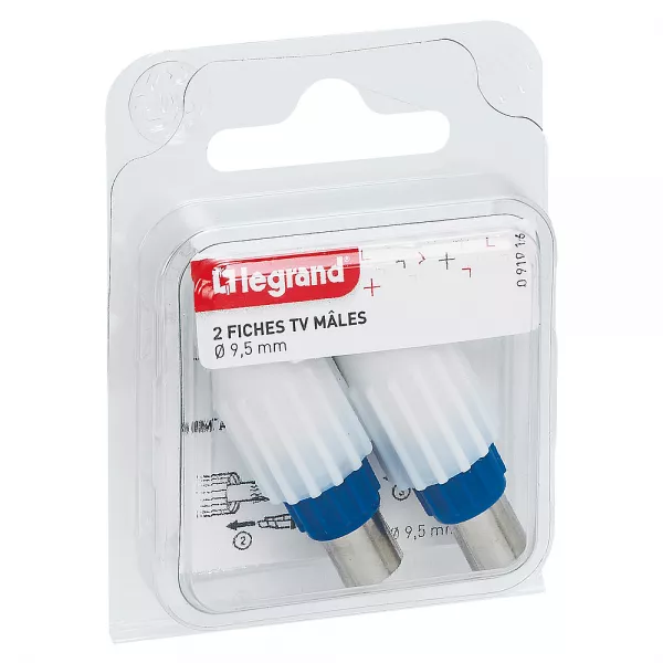 legrand-lot de 2 fiches m�les t�l�vision coaxiale �9,52mm (091016)