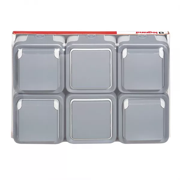 legrand-lot de 2 inter ou va-et-vient + 4 prises �tanche plexo complet saillie - gris (200181)