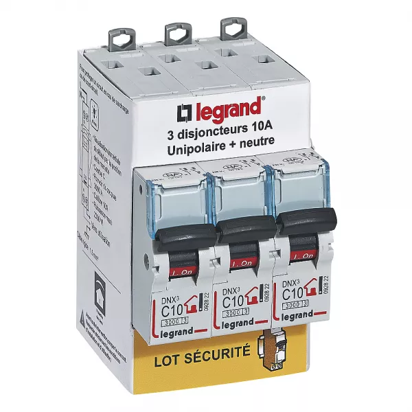 legrand-lot de 3 disjoncteurs dnx� unipolaire + neutre 10a (100761)