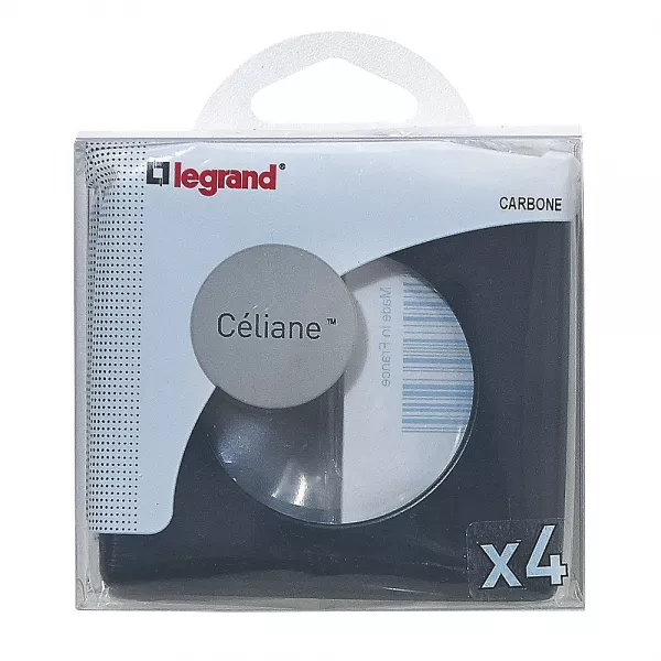 legrand-lot de 4 plaques c�liane m�tal 1 poste finition carbone (200266)