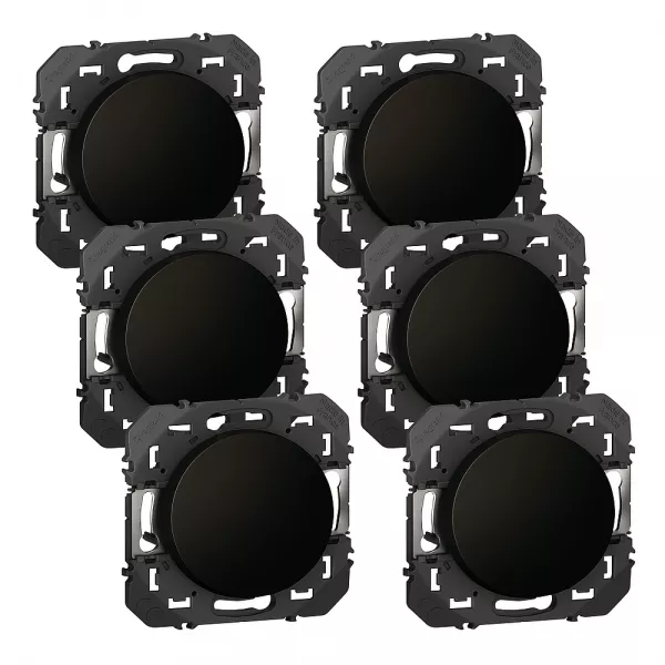 legrand-lot de 6 interrupteurs ou va-et-vient dooxie - noir (300452)