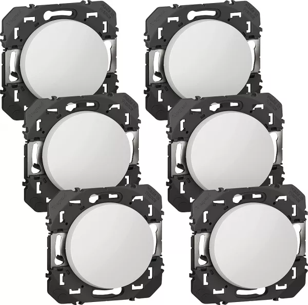 legrand-lot de 6 interrupteurs ou va-et-vient dooxie sans plaque - blanc (300450)