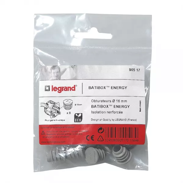 legrand-lot de 8 obturateurs pour bo�te � encastrer eco batibox - �16mm (090517)