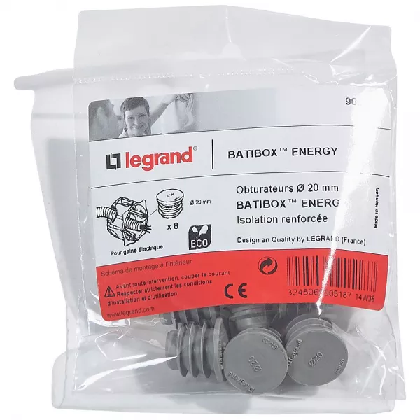 legrand-lot de 8 obturateurs pour bo�te � encastrer eco batibox - �20mm (090518)