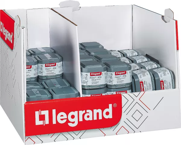 legrand-mini box 40 prises et 20 va-et-vient plexo complet saillie - gris (300203)