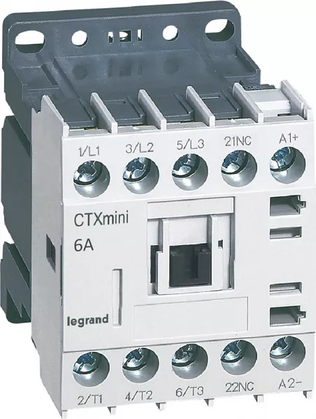 legrand-mini-contacteur de puissance ctx� 3p 6a+contact auxiliaire-1nf - 24v= (417011)