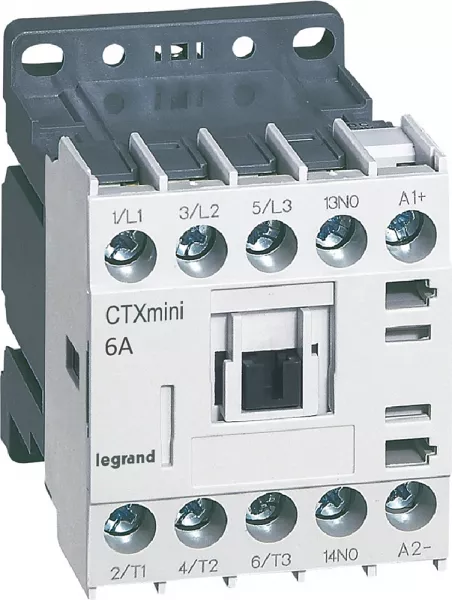 legrand-mini-contacteur de puissance ctx� 3p 6a+contact auxiliaire-1no - 24v= (417001)