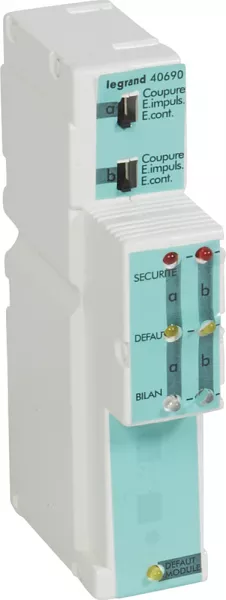 legrand-module 2 lignes mise en s�curit� - alarme incendie type 1/2a (040690)