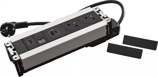 legrand-multilink incara horizontal mobilier 2x2p+t + usb a+c +rj45 + hdmi - m�tal (654778)