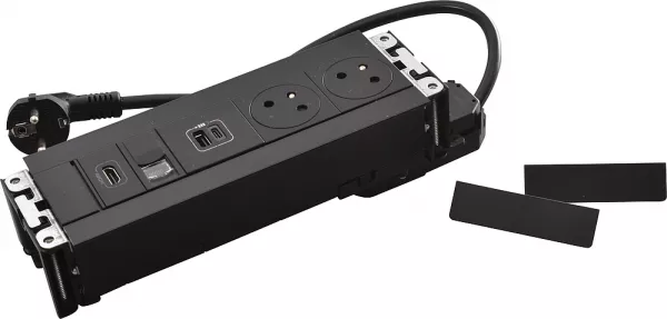 legrand-multilink incara horizontal mobilier 2x2p+t + usb a+c +rj45 + hdmi - noir (654775)