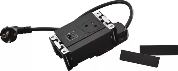 legrand-multilink incara horizontal pour mobilier 2p+t + usb a+c - noir (654773)