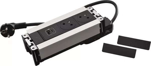 legrand-multilink incara horizontal pour mobilier 2x2p+t + usb a+c - m�tal (654777)