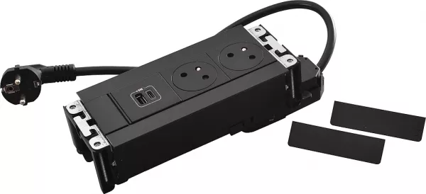 legrand-multilink incara horizontal pour mobilier 2x2p+t + usb a+c - noir (654774)