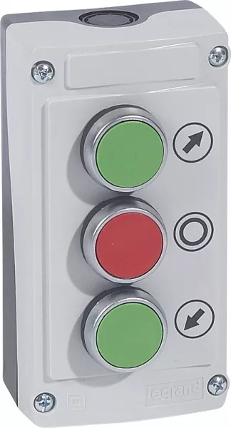 legrand-osmoz - bo�te � boutons �quip�e - 3 trous -3 boutons � impulsion vert/rouge/vert (024236)