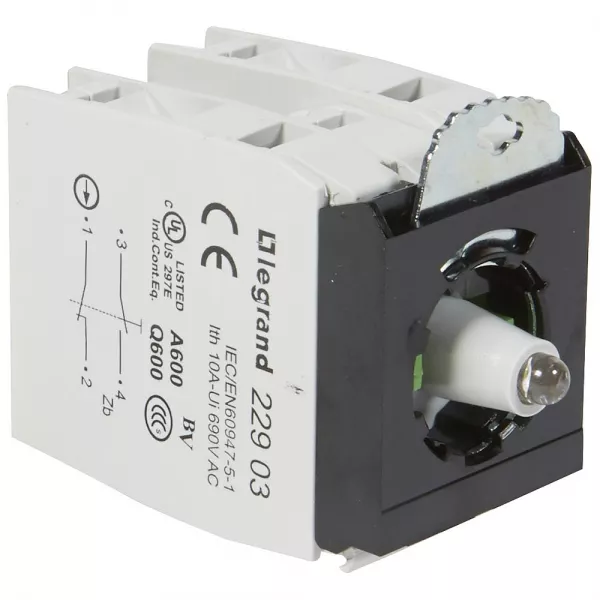 legrand-osmoz compo - sous-ensemble bloc - t�te lum - � vis - 12/24v~/= - 2no/nf blanc (022980)