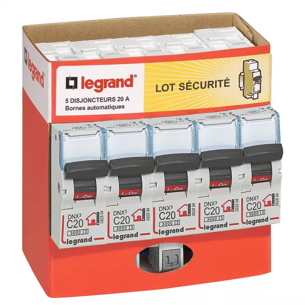 legrand-pack de 5 disjoncteurs 20a - � bornes auto (100755)