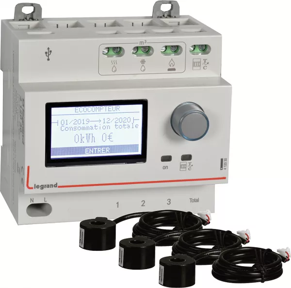 legrand-pack ecocompteur avec 3 transformateurs de courant ferm�s 60a (412031)