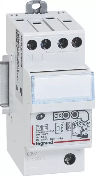 legrand-parafoudre - protection tableau divisionnaire - prot�g� type 2 - 2p, peignable (003971)