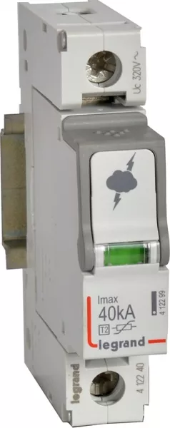 legrand-parafoudre basse tension typet2 imax 40ka/p�le - 1p 320v~ - 1 module (412240)