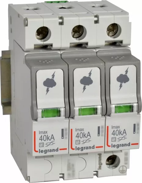 legrand-parafoudre basse tension typet2 imax 40ka/p�le - 3p 440 v~ ( it ) - 3 modules (412232)