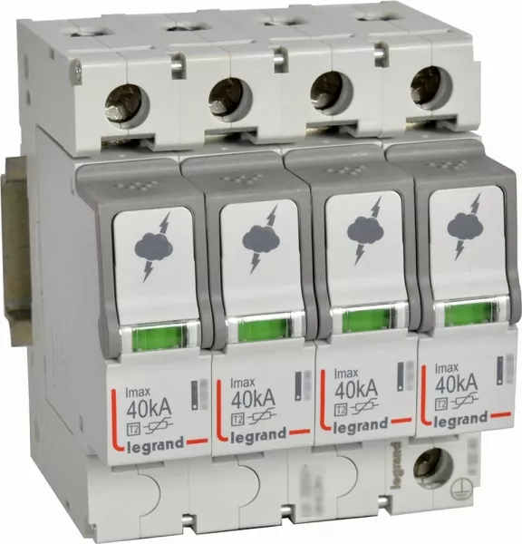 legrand-parafoudre basse tension typet2 imax 40ka/p�le - 4p 440 v~ ( it ) - 4 modules (412233)