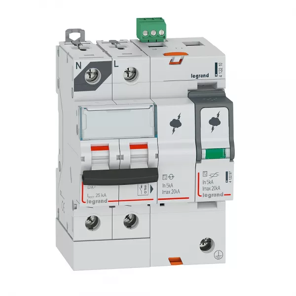 legrand-parafoudre protection de court-cicuit typet2 imax 20ka - 1p+n 320v~ - 4 mod (412210)