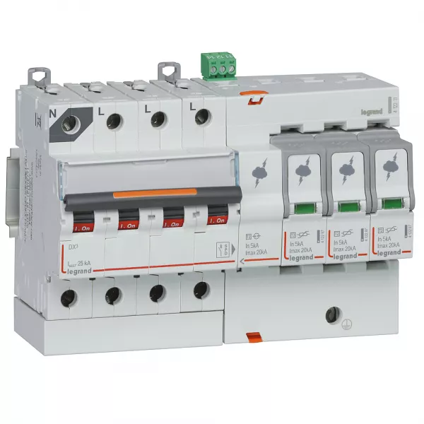 legrand-parafoudre protection de court-cicuit typet2 imax 20ka - 3p+n 320v~ - 8 mod (412211)