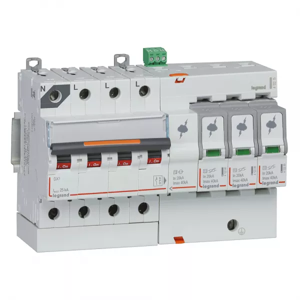legrand-parafoudre protection de court-cicuit typet2 imax 40ka - 3p+n 320v~ - 8 mod (412215)