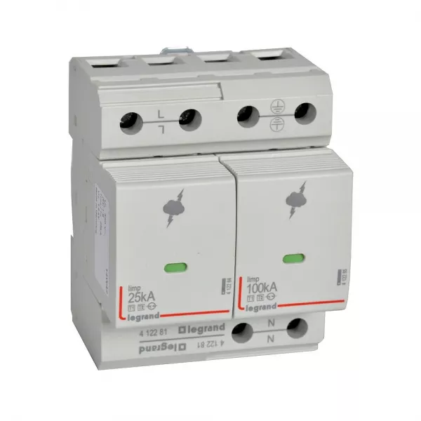 legrand-parafoudre t1 - iimp 25 ka/p�le - 1p+n - 4 modules (412281)
