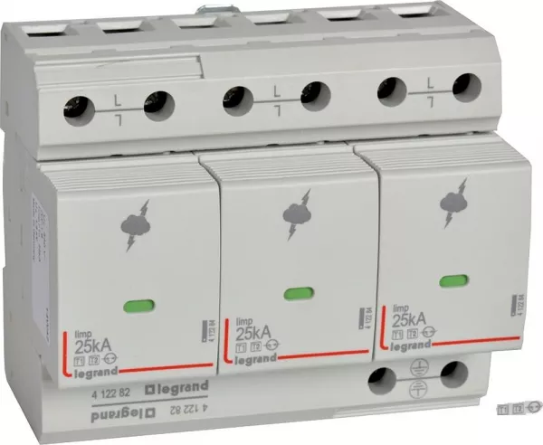 legrand-parafoudre t1 - iimp 25 ka/p�le - 3p - 6 modules (412282)