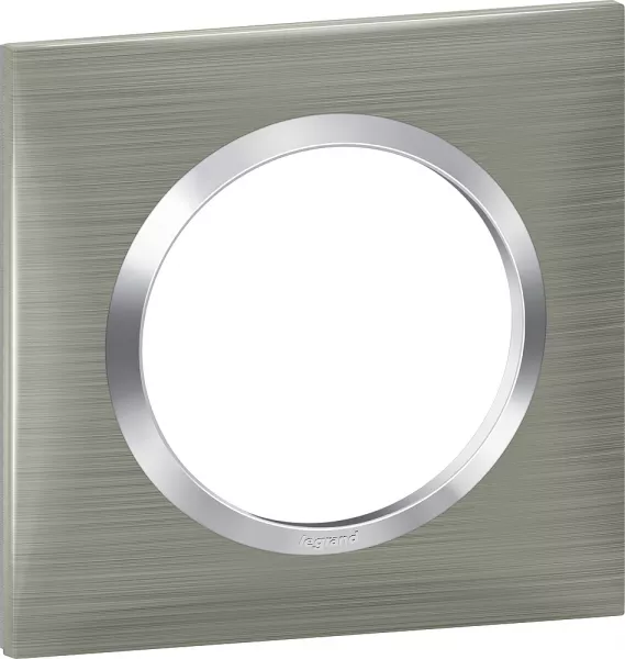 legrand-plaque carr�e dooxie 1 poste finition effet inox bross� (600871)