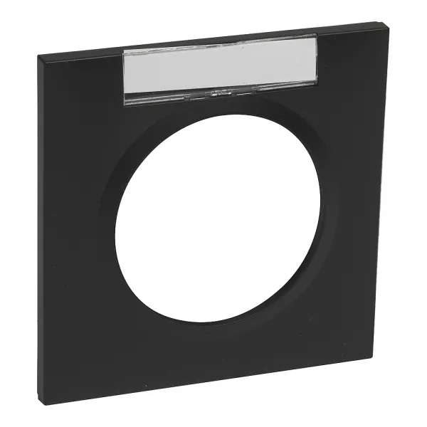 legrand-plaque carr�e dooxie 1 poste noir velours avec porte-�tiquette (600945)