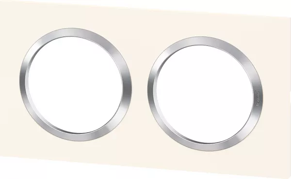 legrand-plaque carr�e dooxie 2 postes finition blanc avec bague effet chrome (600842)