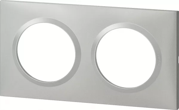 legrand-plaque carr�e dooxie 2 postes finition effet aluminium (600852)