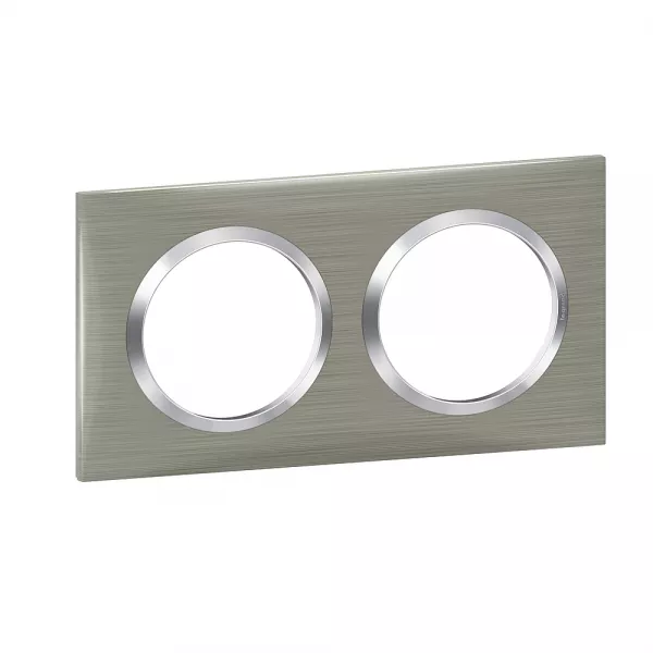 legrand-plaque carr�e dooxie 2 postes finition effet inox bross� (600872)