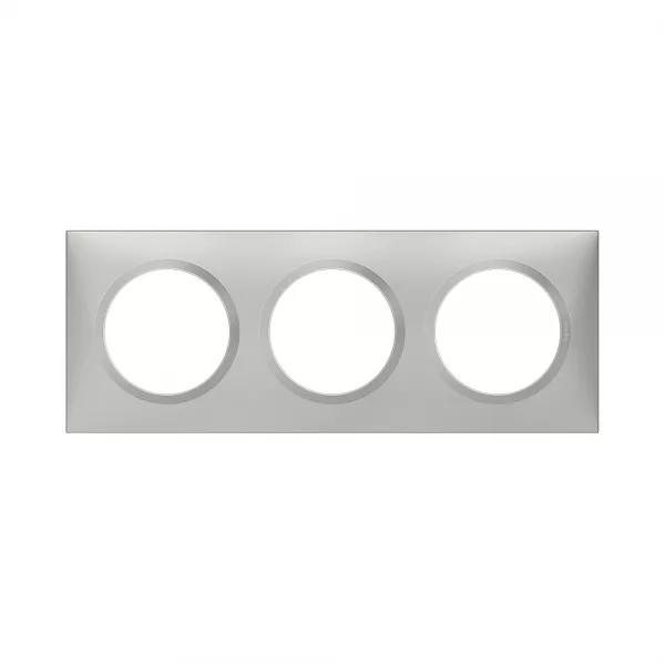 legrand-plaque carr�e dooxie 3 postes finition effet aluminium (600853)