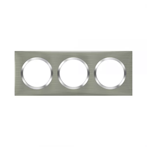 legrand-plaque carr�e dooxie 3 postes finition effet inox bross� (600873)